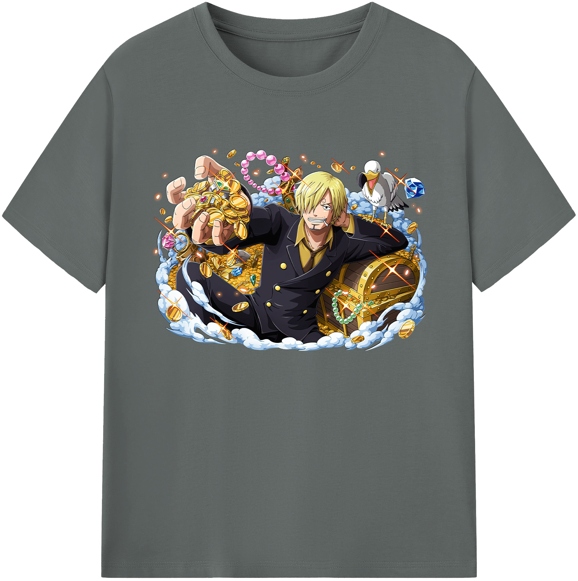 （画像用） ワンピース サンジ ONE PIECE Sanji 綿100％ メンズ半袖Tシャツ｜肌触りやわらか＆通気性